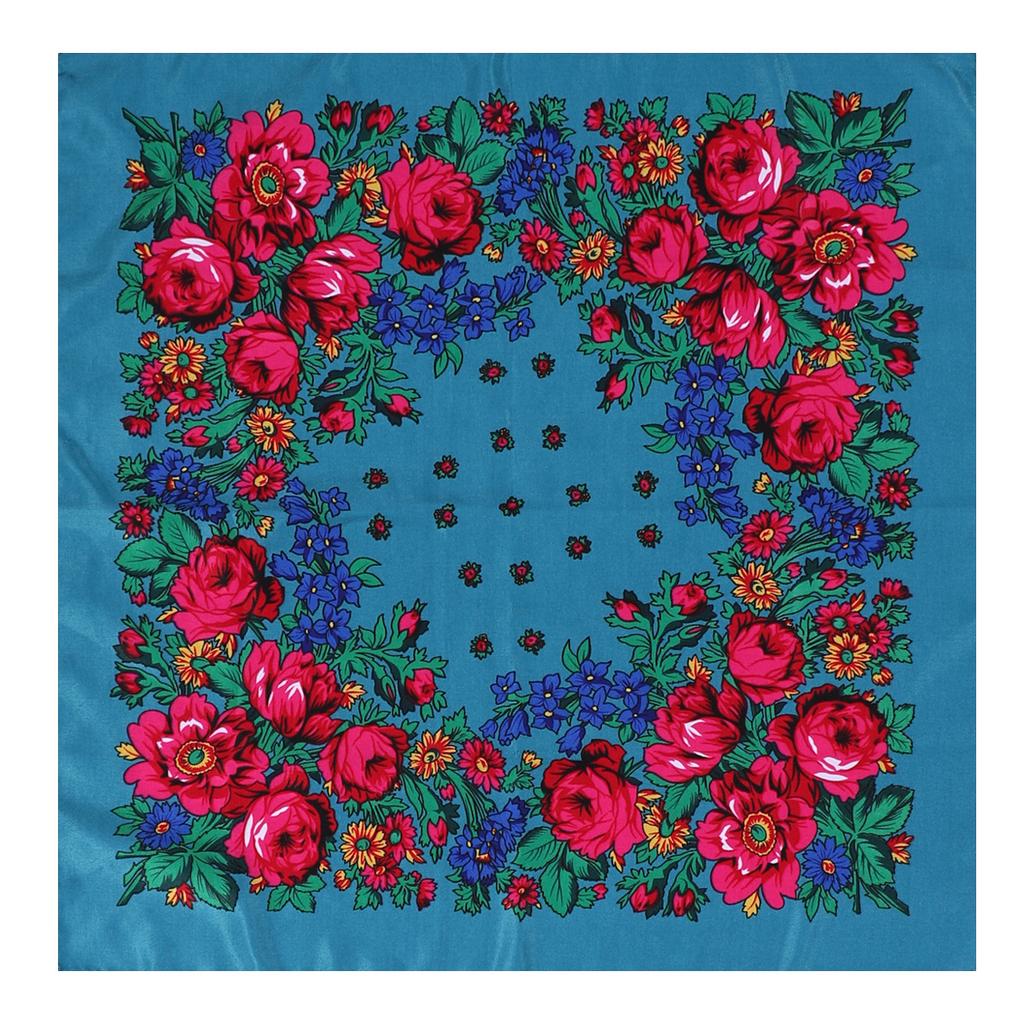 Luxury Hijab Hair Bands Square Cotton Scarf For Women Neckerchief Female Rose Pattern Shawl Headband Fashion Wraps Bandana