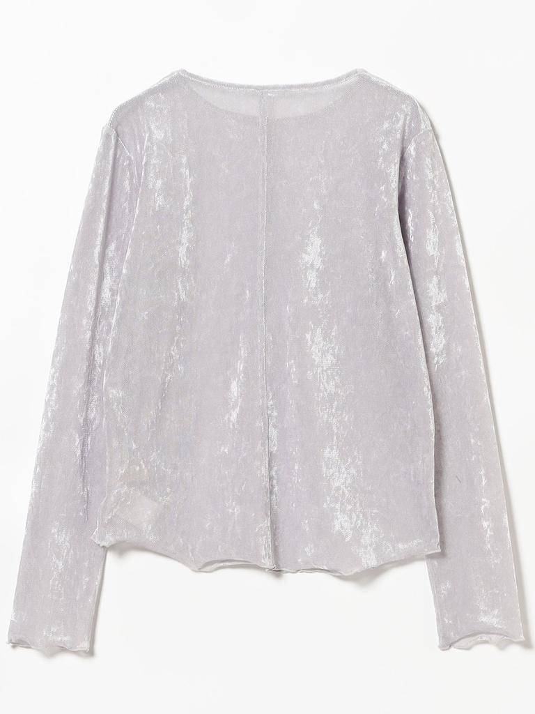 B:MING LIFE STORE by BEAMS Women's Long Sleeve Sheer Velvet T-Shirt, ICE_GREY, One Size