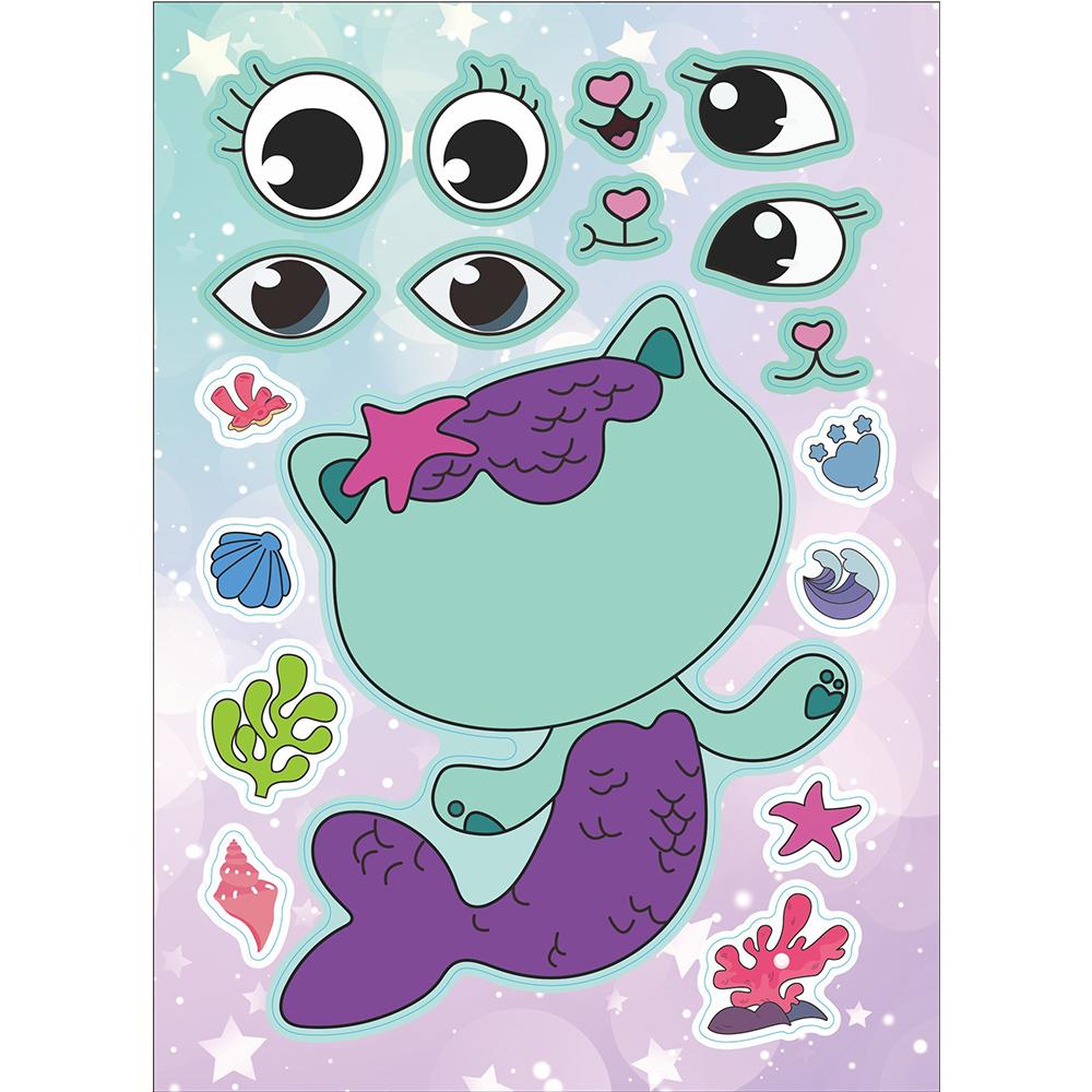 6/12Sheets Gabby'S Dollhouse Make A Face Puzzle Stickers Kids Make Your Own Diy Game Children Cartoon Jigsaw Education Toys Gift