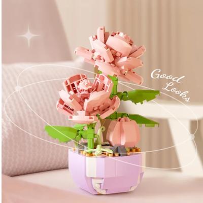 Mini Bausteine Blumentöpfe Simulierte Blumen und Pflanzen Desktop Kleine Ornamente Zusammengebaute Spielzeuge Mädchengeschenke mit gutem Preis