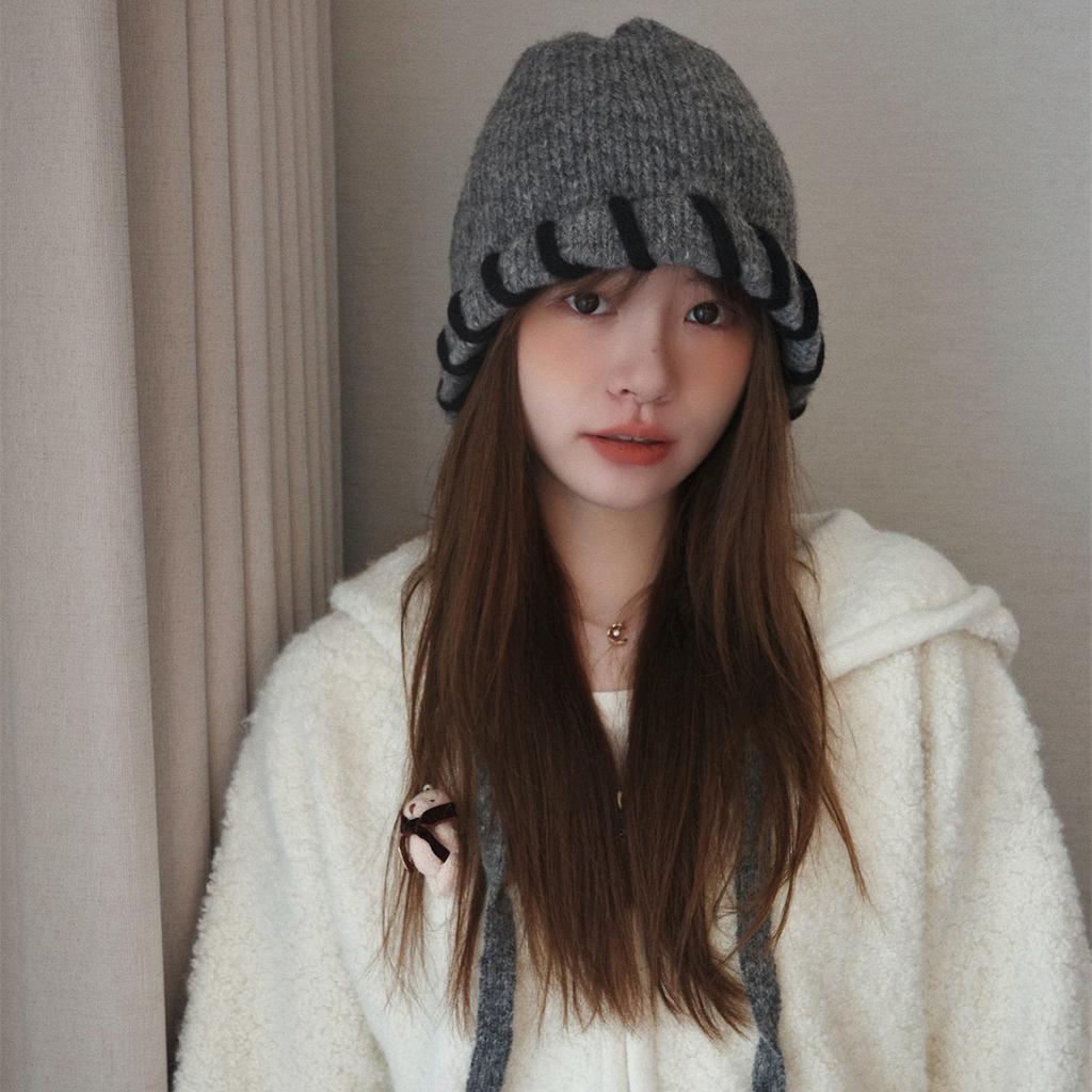 Hand stitched Edge locked Woolen Hat for Women with Small Face Winter Warm and Ear Protecting Knitted Lei Feng Hat