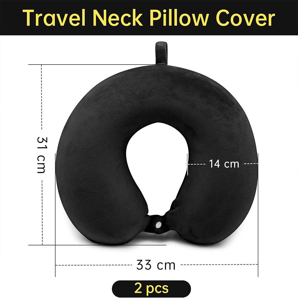 2 Packs Reusable U Shaped Soft Smooth Airplane Pillow Cover Neck Pillow Washable Cover (Only Pillow Cover No Filler)