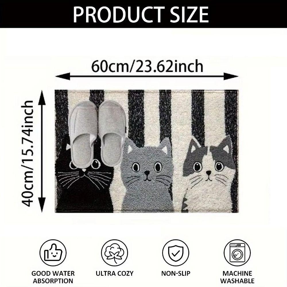 New Striped Cartoon Cat Carpet Washable Soft Door Mat Home Decor Dirty Resistant Floor Mat Rug