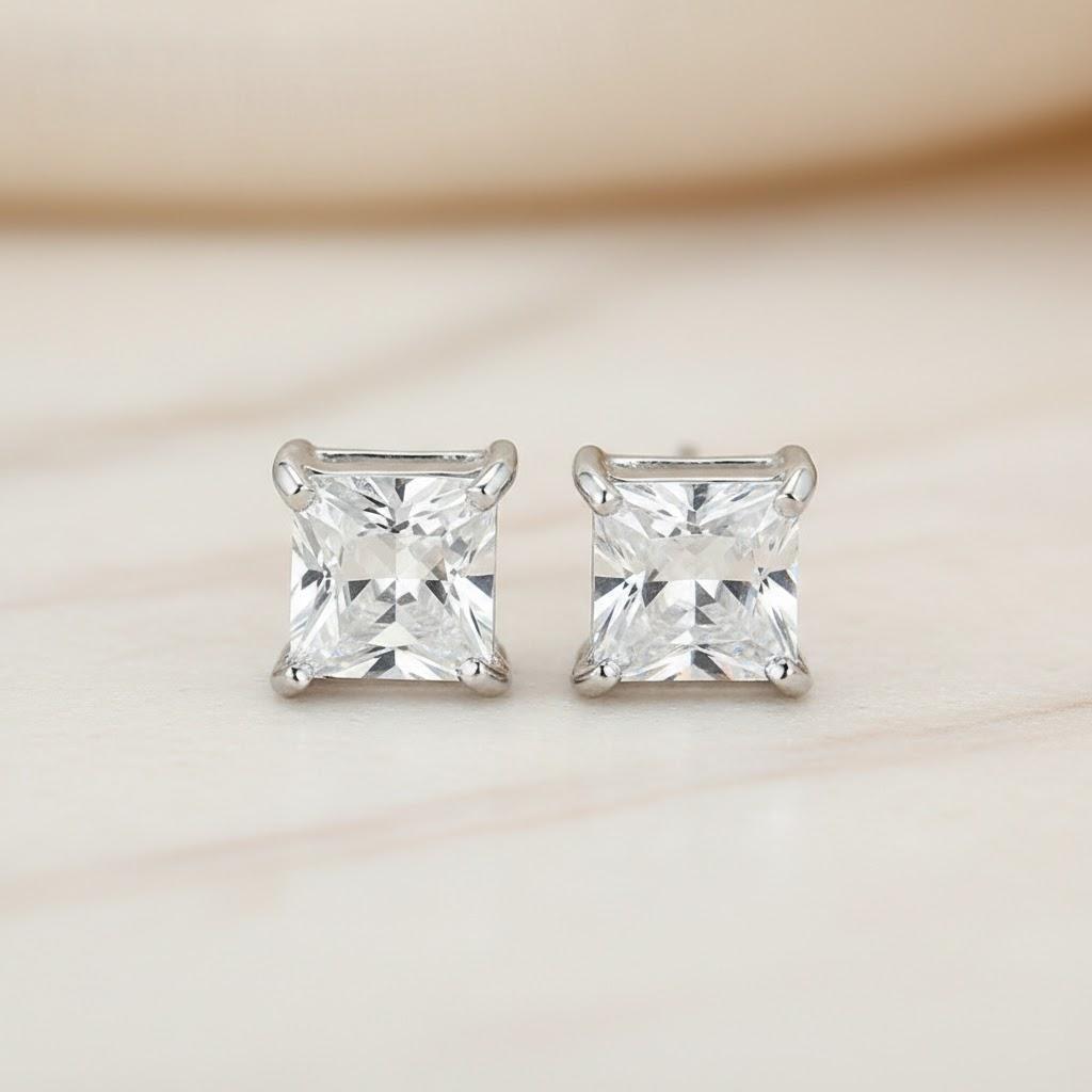 

Silver Cubic Zirconia Buckle Earrings Round Princess Cut Jewelry Essentials Fashion Accessories серебряный