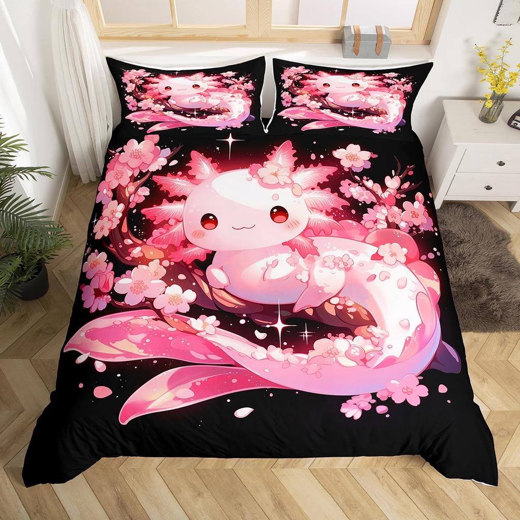 Ocean Sealife Duvet Cover Full Sizecartoon Salamander Comforter Cover Boys Girls Teens Bedspread Cover 3Pcs With 2 Pillowcases