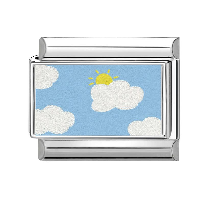 Großhandel Y2K Blau Grau Blume Seestern Wolken Sonne Katze Italienischer Charms Glieder Passend für 9mm Edelstahlarmband DIY Herstellung Geschenk