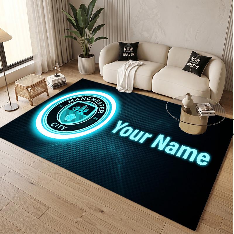 Personalized Crystal Velvet Carpet Manchester City Pattern Non Slip Floor Rug