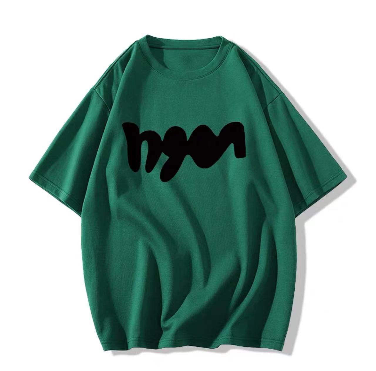 Women s Plus Size American Retro Oversized Cotton Half-Sleeve T-Shirt 2XL (131-155 jin) темно-зеленого