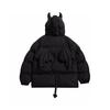 Gothic Thicken Parkas Jacket Hip Hop Devil Horns Wing Couple Hooded Padded Jacket Streetwear Coat Winter Clothes