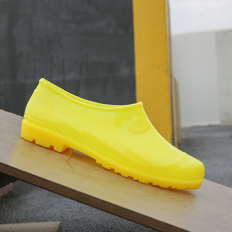 Water shoes food hygiene white yellow low-top rain shoes, waterproof and non-slip breeding farm shallow mouth beef tendon sole rubber shoes men's