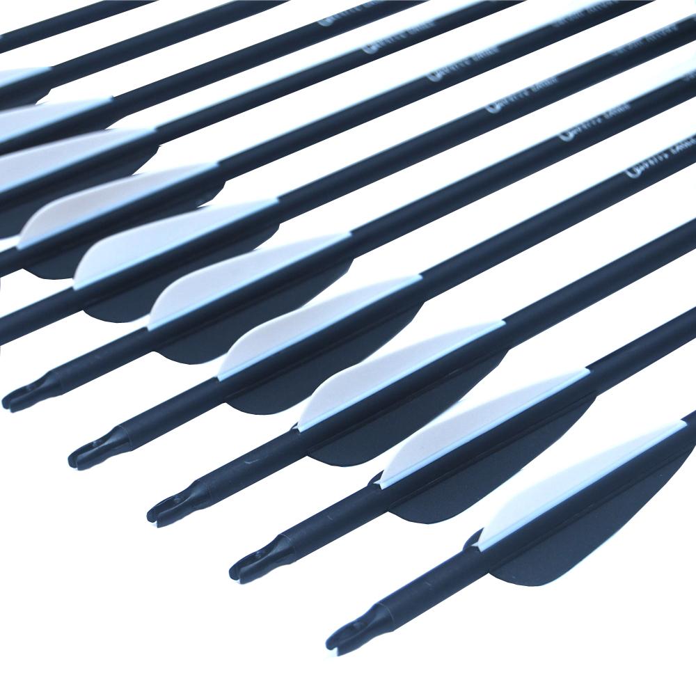 Archery 28/30/31 Inch Spine 500 Carbon Arrows With Steel Point for Compound Recurve Bow Hunting Shooting 5