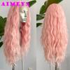 AIMEYA Neon Green Lace Front Wig Long Loose Curly Synthetic Hair Natural Hairline Fluorescent Green Lace Wig Daily Use Cosplay