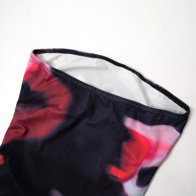 Dámské jarní pouzdrové tištěné plisované pulovry šaty krátké obepínající boky