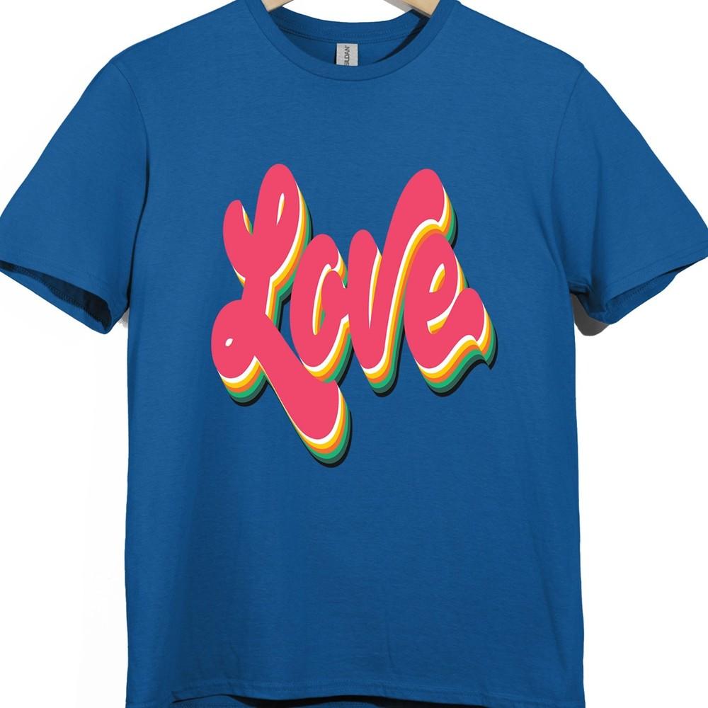 Love T Shirt Retro Script Text Graphic Tee Vintage Casual Streetwear Top