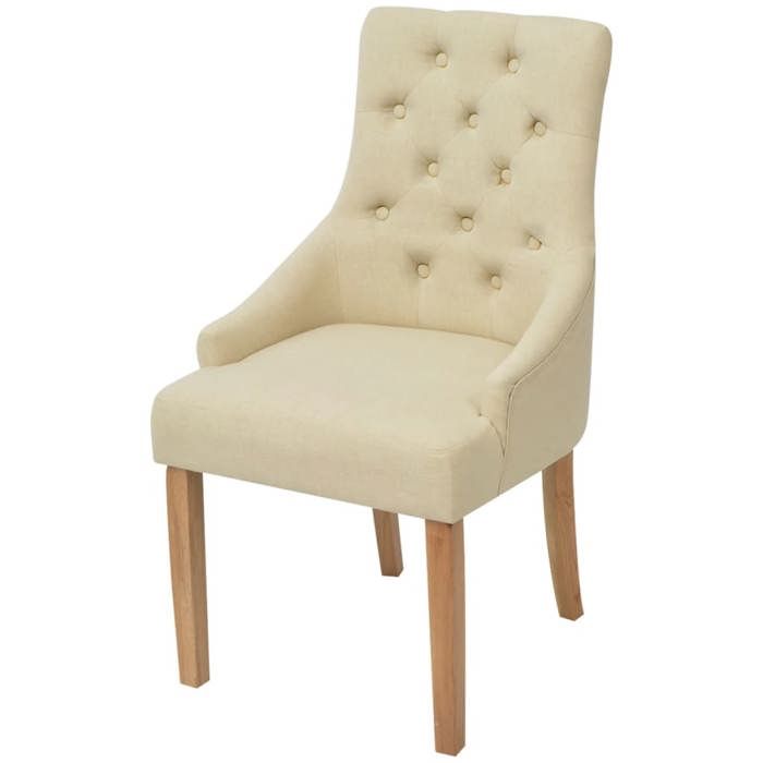 Chaises de salle à manger - VIDAXL - Lot de 4 - Avec accoudoirs - Crème Tissu