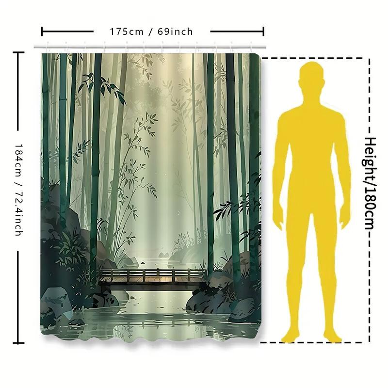 Misty Bamboo Forest Shower Curtain Nature Inspired Bathroom Decor Waterproof Fabric Modern Art Design Elevate Space Easy-Clean