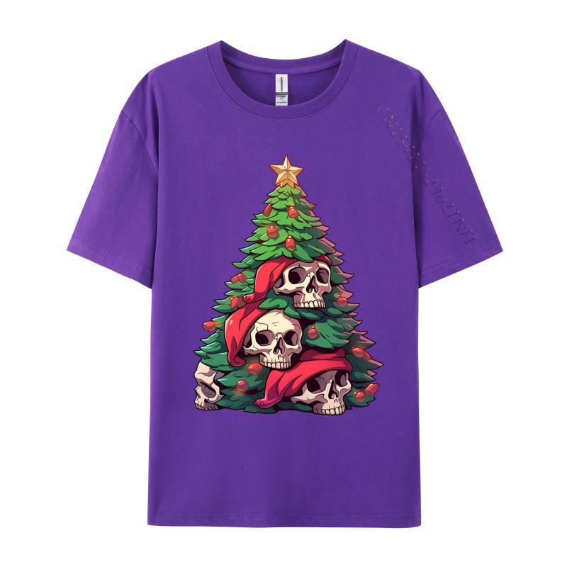 Matching Family Christmas Tree Skeleton Skulls Santa Hat TShirts Cotton Unisex TShirts Printed Autumn TShirt