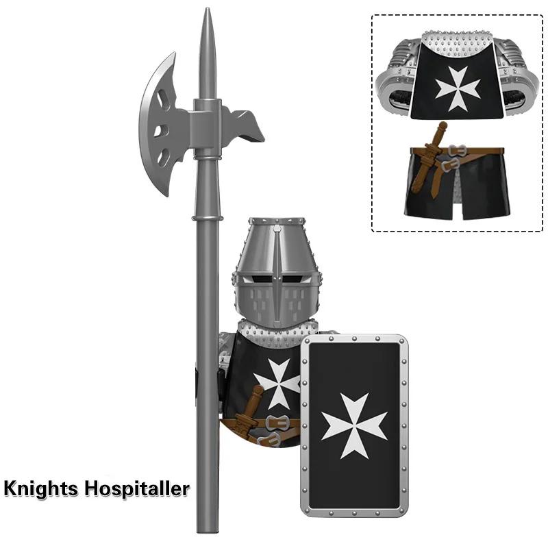 Średniowieczni Starożytni Ciężko Opancerzeni Rycerze Templariusze Krzyżowcy Żołnierze Wojskowi Broń Model Budowania Klocki Zabawki dla Dzieci