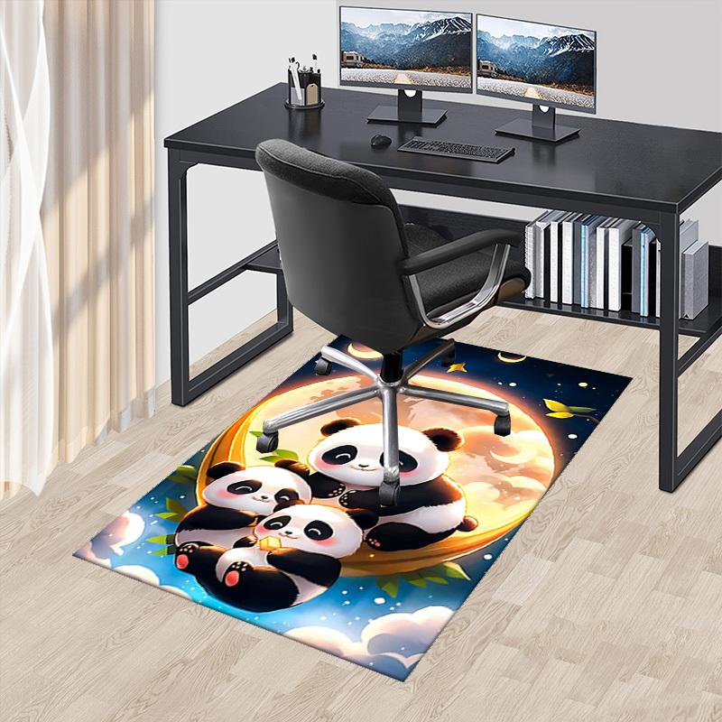 1pc Panda Friends Chair Mat - Anime Cartoon Design, Non-Slip Carpet for Office and Home Decor, Suitable for All Seasons.H080