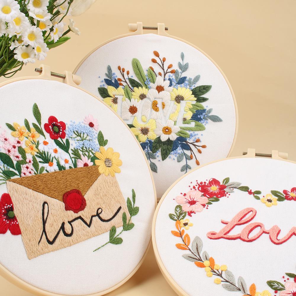 New Love Letter Flower Home Embroidery Handmade Diy Material Package Embroidery