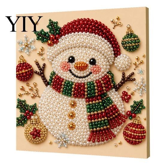 Detailed Resin Faux Diamond Kit Christmas Pearl Art Kit, 20x20cm Xmas Painting DIY Sparkling 3D Craft for Adults, Festive Wall Decor Unique