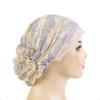 Lace Hijab Flower Headband Full Cover Bottom Hat Chemo Cap Muslim Fashion