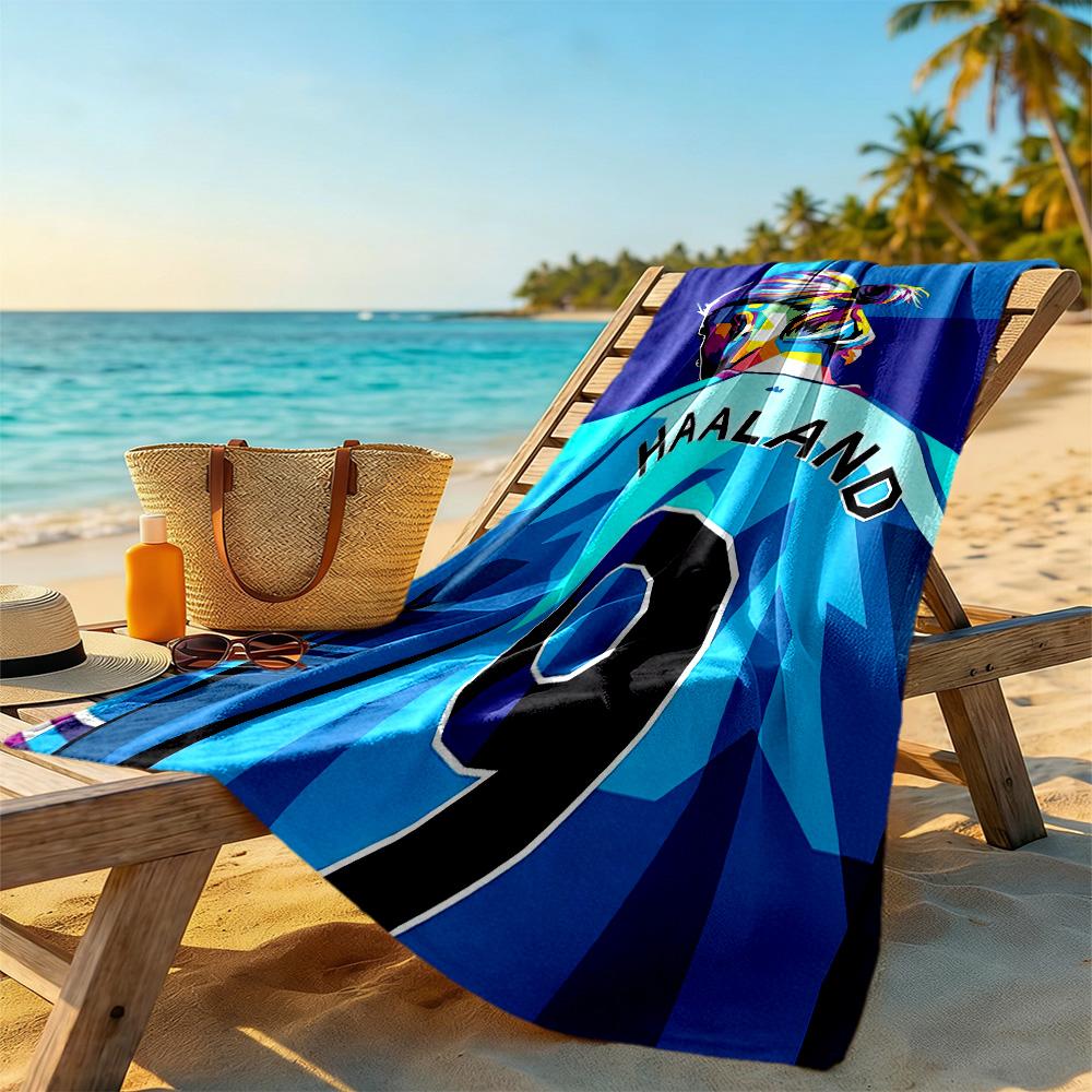 Haaland Enthusiasten Strandtuch Superweiche Mikrofaser Schnelltrocknendes Gewebe Bequem Leicht Geeignet für Schwimmen, Fitnessstudio, Camping, Yoga Urlaub