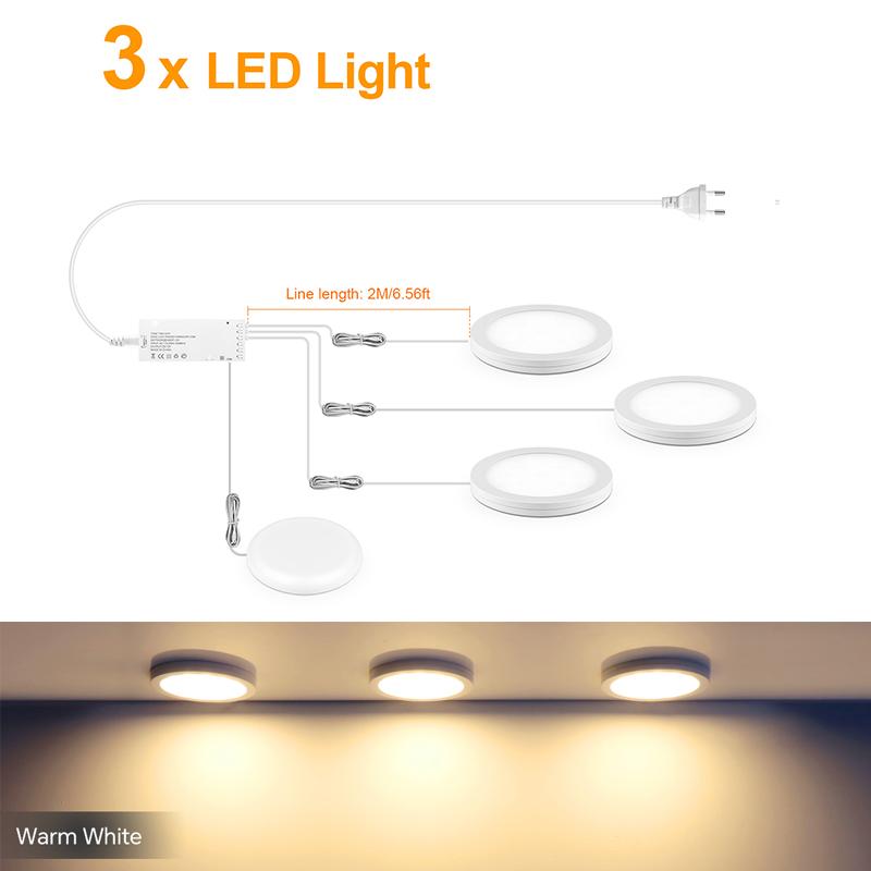 Ultradünne 5W LED Deckenpaneelleuchten Dimmbar Touchsensor Schrankleuchte für Schrank, Ausstellungsregal, Schrank