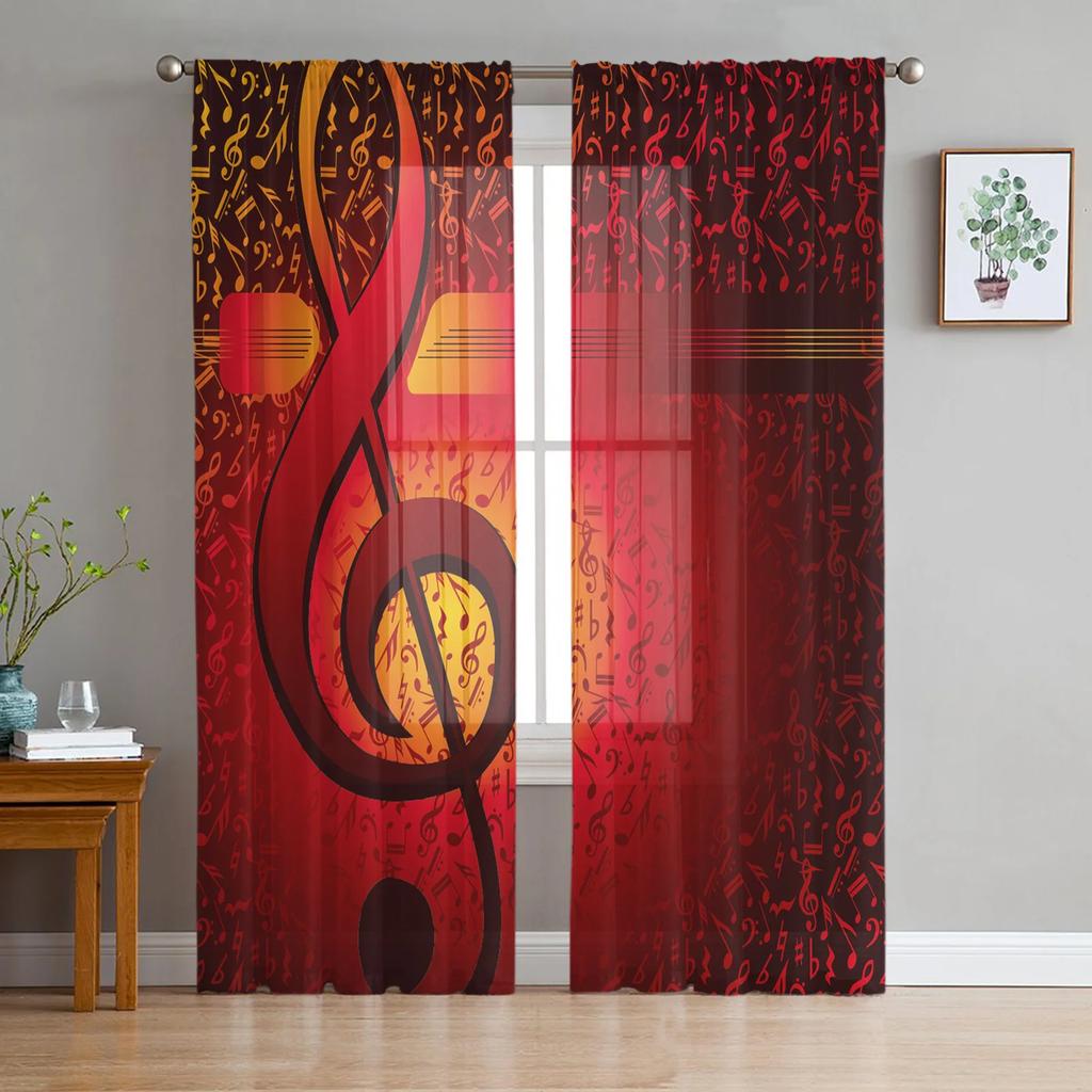 Pug Dog Music Funny Curtain Living Room Voile Window Blinds Bedroom Tulle Drape Kitchen Cortinas Hall Curtains With Sheer Polyester Perfect For Great