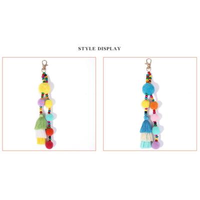 Style Bohème Style Bohème Boule de Cheveux Pompon Porte-clés Pompon Coloré Porte-clés Style Bohème Couleurs Dégradées Fait Main Porte-clés Style Bohème