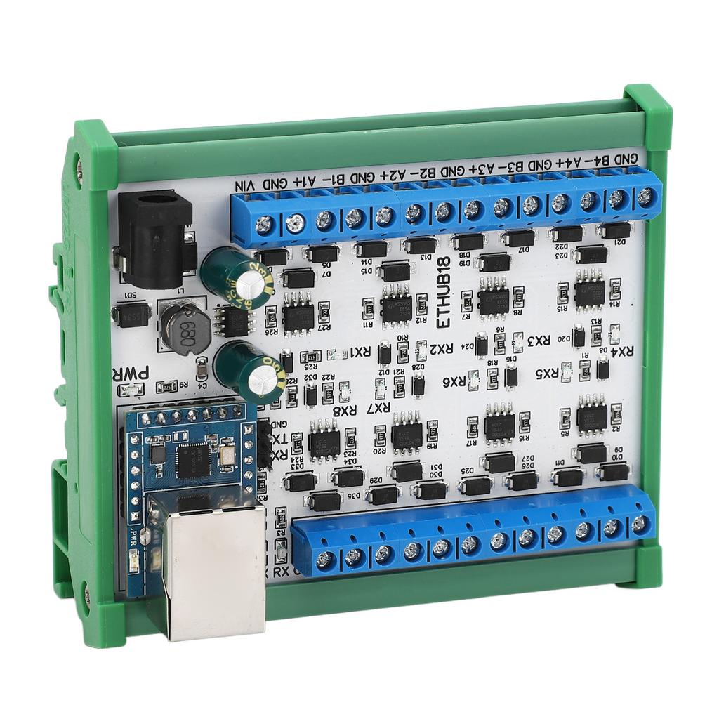 RJ45 zu 8 RS485 Hub Konverter TVS Überspannungsschutz 115200BPS Hub-Platine für Sicherheitsüberwachung