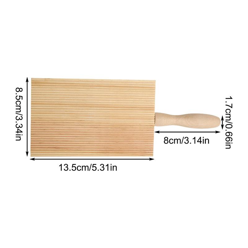 Wooden Garganelli Board 13.5x8.5cm Non-sticky Practical Pasta Gnocchi Macaroni Board Making Kitchen Cooking Rolling Tools