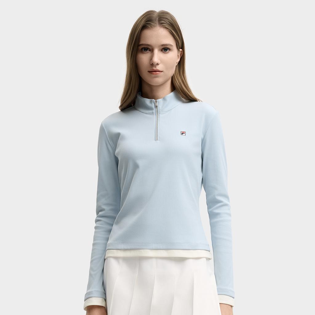 Fila Heritage Simple Casual Skin-Friendly Soft Stretch Long Sleeve Knit T-Shirt Women Tops F11W548204FLB