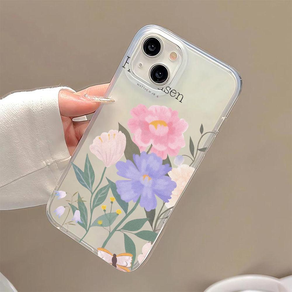 Colored flowers are suitable for iPhone17ProMax mobile phone case 17 Apple 14 high value 16/15 matte large hole