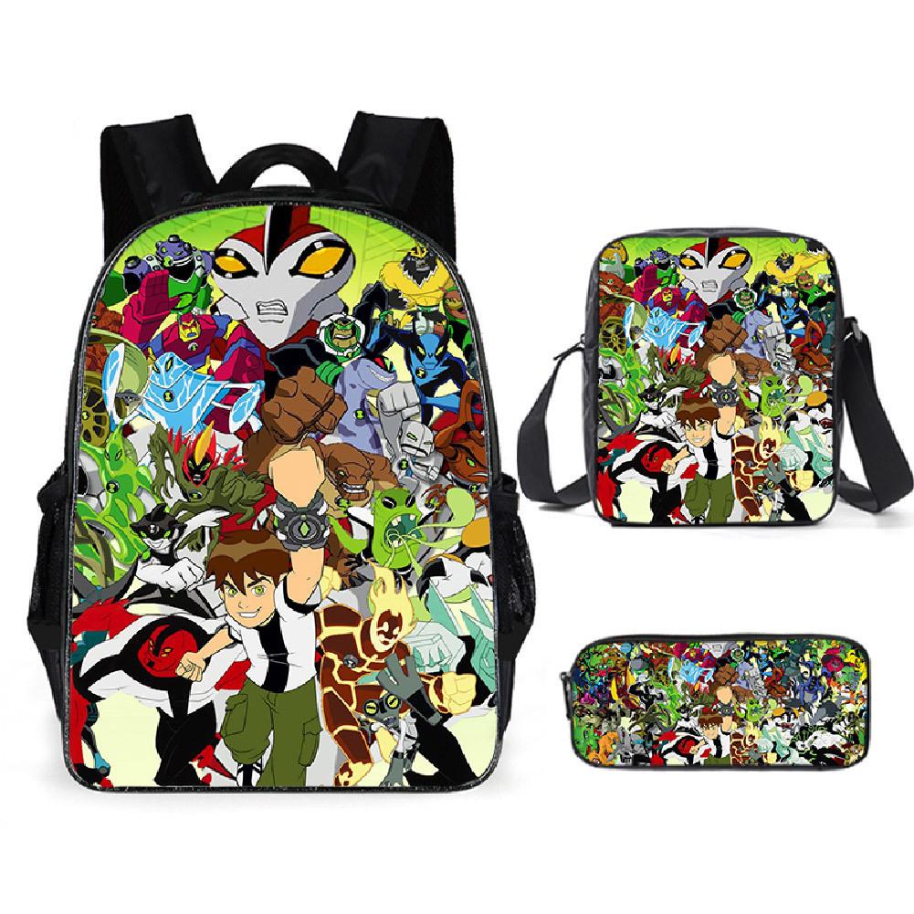 Less Hacker Backpack Ben 10 Student School Bag Anime Cartoon Backpack Lunch Bag Satchel Pencil Case