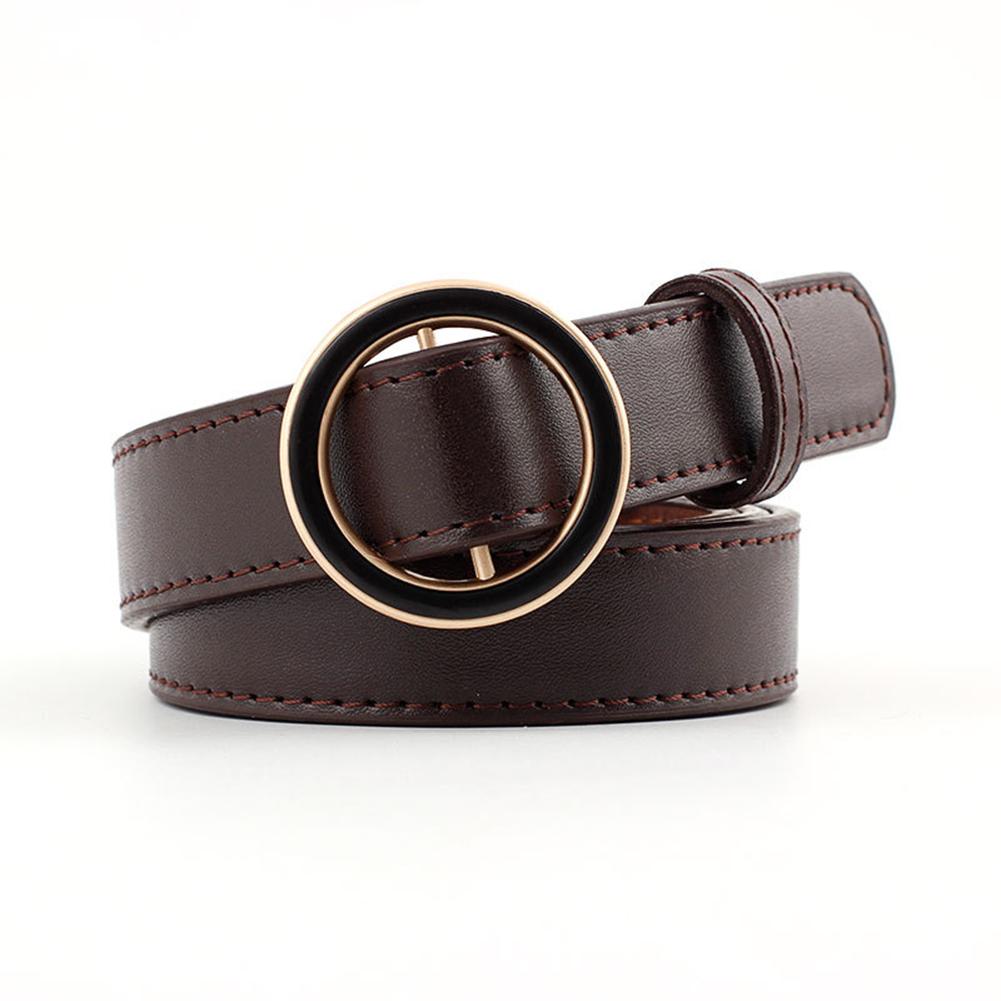 Women Fashion Casual Dark Circle Round Buckle Waist Belt