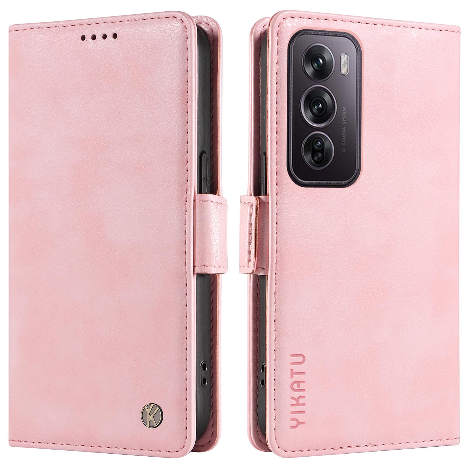 

YIKATU YK-007 For Oppo Reno12 Pro 5G (Global)/(China) Phone Case Litchi Texture Leather Cover Pink