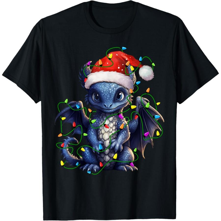 

Dragon Santa Christmas Tree Lighting Xmas Funny T-Shirt XXXXXL чорний