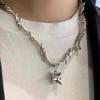 Ins Creative Thorns Iron Thorns Flame Collarbone Chain Necklace, New Hip Hop Sweater Necklace