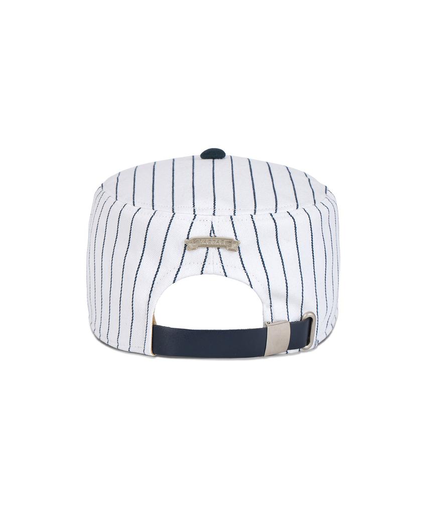 Bajal Leaf Vz Monogram Stripe Pillbox Cap Navy