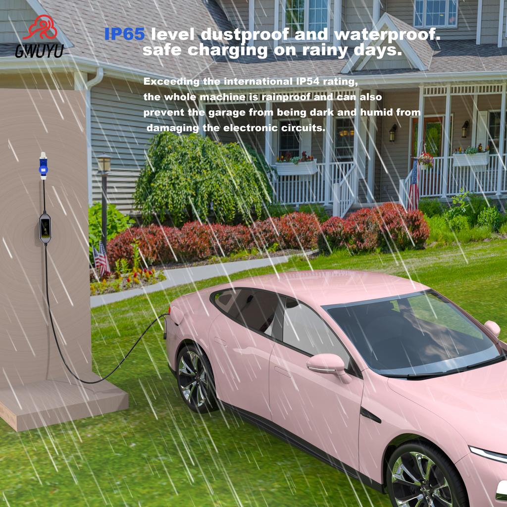 GWUYU Type 2 Car Charger 16A Protable EV Charger 3.5M  Cable Current Car Charging Station Plug and play with indicator light