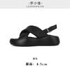 Sheepskin bread sandals women's summer leather shoes heightened thick soles crossed with clouds bubbles casual versatile Rome