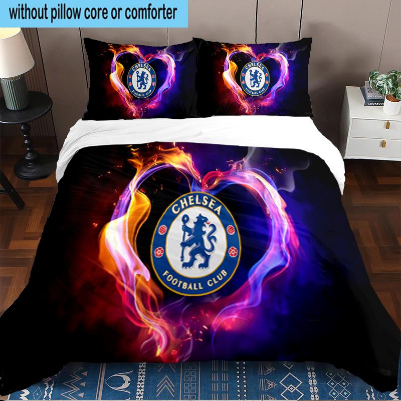 Chelsea Football Club Crest 3PCS Bedding set,Ideal for1pc Duvet Cover And 2pcs Pillowcases Perfect for Christmas gift,Ideal for Bedroom, Dormitory