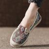 Embroidered Ethnic Style Women's Slip-On Canvas Shoes Breathable Linen Soft Bottom Flat Heel Casual Footwear