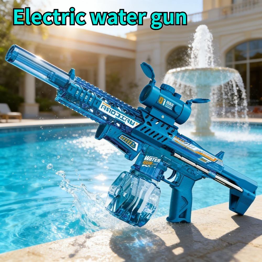 MK9 Electric Water Gun Automatic Water Shooting Toy Retractable Stock and Recoil for Kids Summer Outdoor Activities