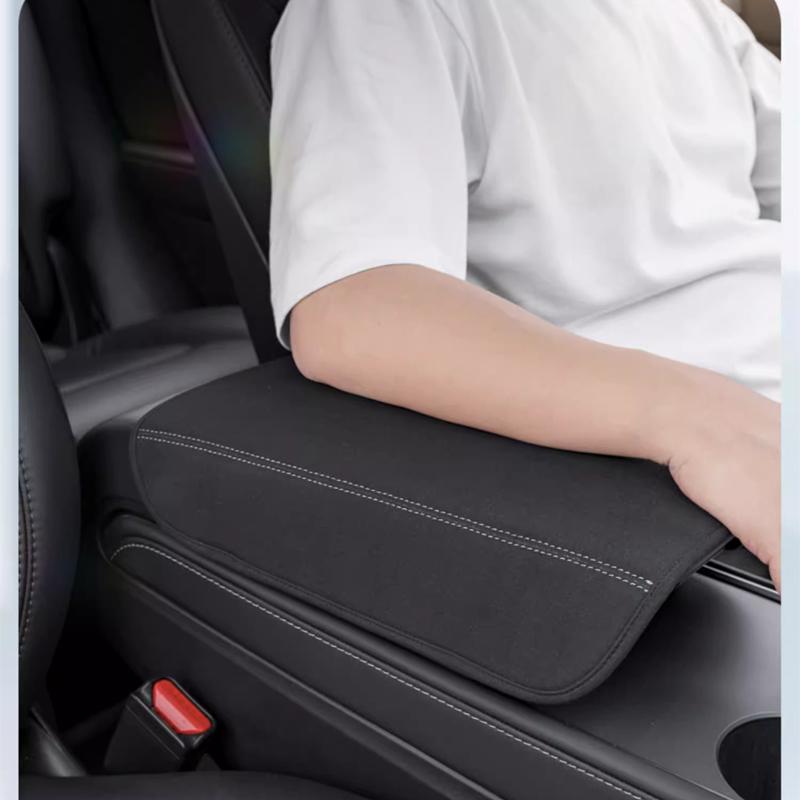 For Tesla Model 3 / Y 2019-2025 Suede Armrest Box Pad Cover Car Central Control Armrest Protector Mat Car Interior Accessories