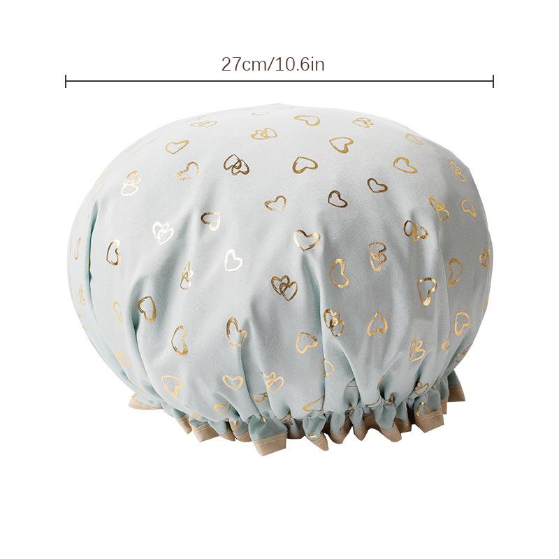 Waterproof Shower Cap Double Layer Elastic Shower Hair Cover Women Supplies For Kitchen Bathroom Shampoo Caps Bathing Hat