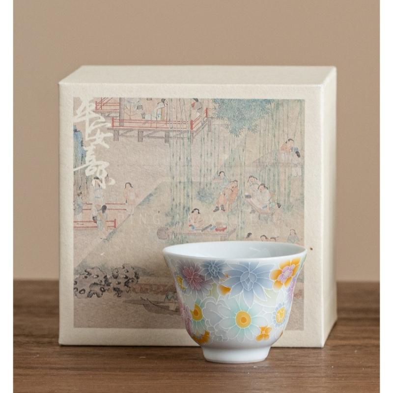 Antique glazed ten thousand flower gourd cup ceramic household teacup personal special master cup tea cup