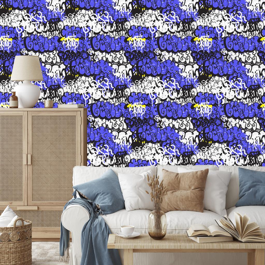 Graffiti wallpaper with elements for living room and bedroom 50x1000