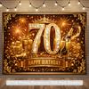 2D-Ebene 70. Geburtstag Party Banner Hintergrund - luxuriöses Schwarz-Gold-Thema 70. Geburtstag Polyester Material